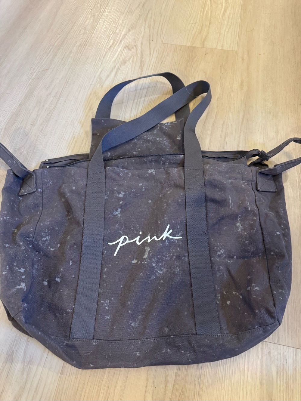 PINK Victoria's Secret Black Splatter Canvas Travel Tote